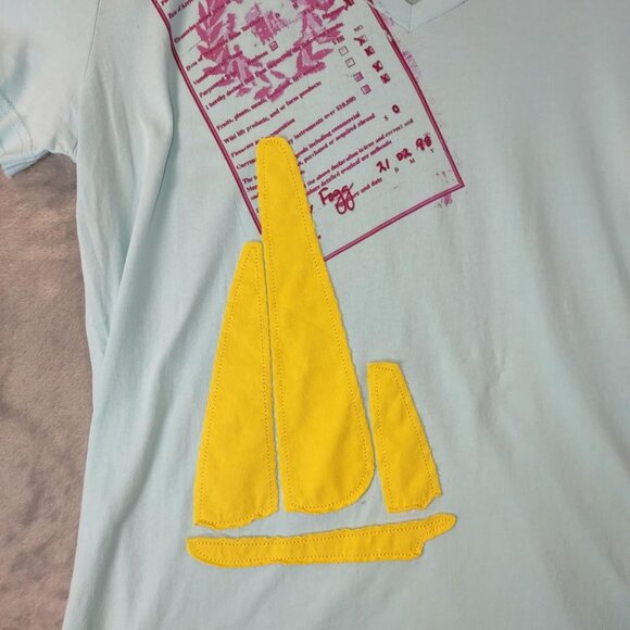 Pussers Women XL Turquoise Blue Royal Navy Traditional Cotton vintage vneck Top - Picture 8 of 12